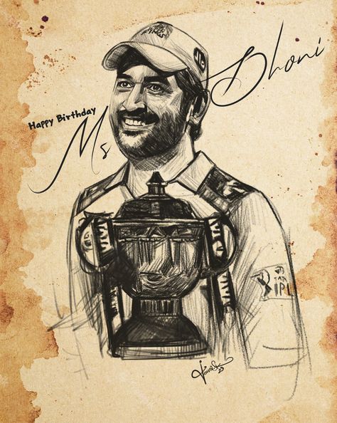 HBD CSK Ms Dhoni 2023 #HBDMSDhoni #HBDDhoni Dhoni Art Sketches, Dhoni Drawing Pencil, Ms Dhoni Sketch Pencil Easy, Msd Drawing, Ms Dhoni Sketch Pencil, Dhoni Drawing Sketches, Ms Dhoni Drawings, Jadeja Csk, Ms Dhoni Sketch