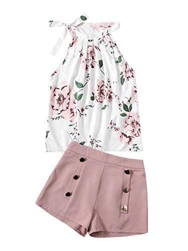 SweatyRocks Women's Floral Printed Summer Romper Boho Beach 2 Piece Outfits Top with Shorts Romwe Outfit, Outfits Floral, Top With Shorts, Crop Top And Shorts, Girls Clothing Sets, Halter Crop Top, Kids Outfits Girls, Crop Top Blouse, Boho Beach