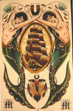 Magnetic Tattoo, Traditional Mermaid Tattoos, Flash Art Tattoos, School Reference, Sailor Tattoos, Famous Tattoo Artists, Sailor Jerry Tattoos, Kunst Tattoos, Retro Tattoos