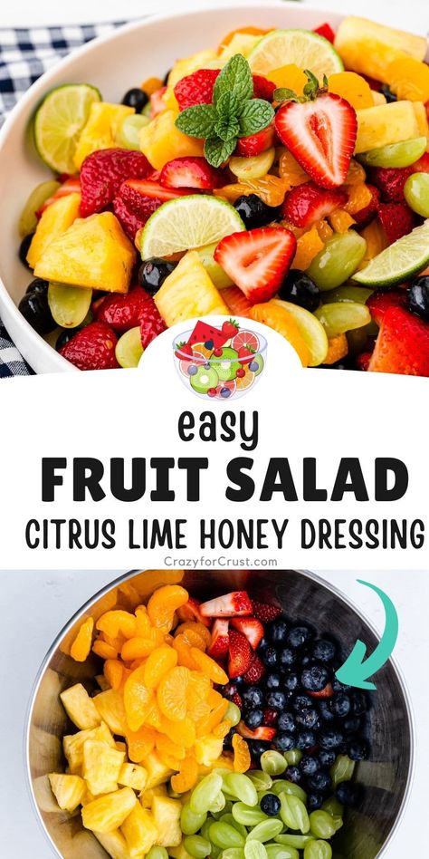 This cool and refreshing Fruit Salad is the best summer side dish for breakfast, brunch, lunch, or dinner! Easter Brunch Fruit Salad, Fruit Salad Brunch Ideas, Healthy Breakfast Fruit Ideas, Fruit For Dinner Meals, Fruit Ideas For Breakfast, Breakfast For Dinner Sides, Fruit Recipes For Breakfast, Breakfast Fruit Salad Brunch Recipes, Brunch Fruit Recipes