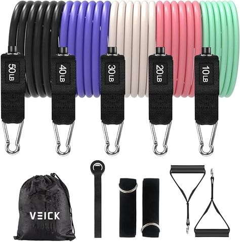 VEICK Resistance Bands, Exercise Bands, Workout Bands, Resistance Bands for Working Out with Handles for Men and Women, Exercising Bands for Strength Training Equipment at Home Women Exercising, Yoga Bands, Fitness Weights, Work Out At Home, Bands Workout, Workout Bands, Exercise Bands, Resistance Band Set, Resistance Workout