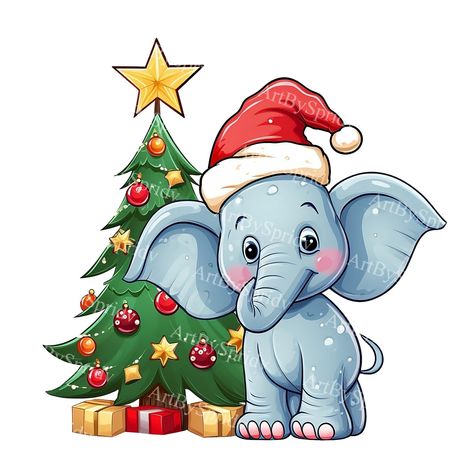 Santa Hat Transparent, Animal Clip Art, Christmas Elephant, Projects Design, Sublimation Projects, Clipart Design, Png Transparent, Cartoon Design, Santa Hat