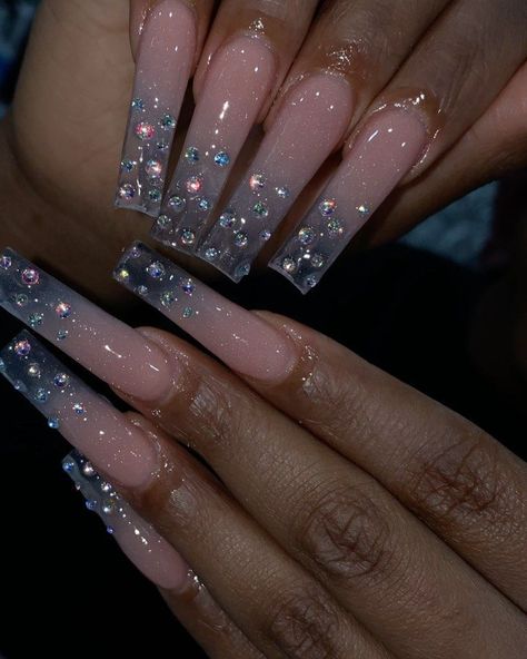 Nail References, Bedazzled Nails, Nail Designs Bling, Nyc Nails, Long Square Nails, Long Acrylic Nail Designs, Drip Nails, Glamorous Nails, Long Acrylic Nails Coffin