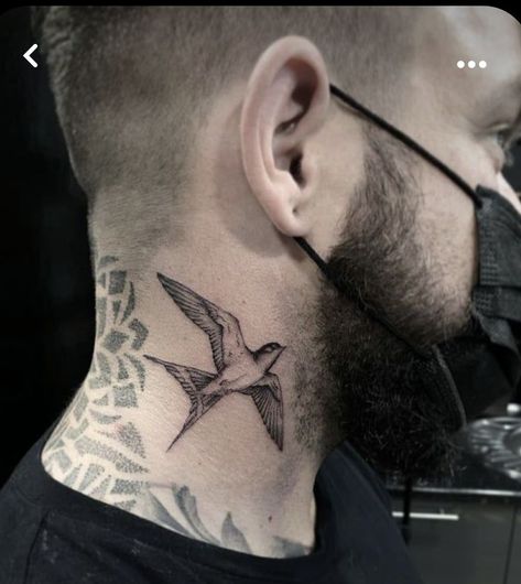 Tattoos Torso, Mockingbird Tattoo, Swallow Tattoos, Black People Tattoos, Butterfly Neck Tattoo, Best Neck Tattoos, Small Neck Tattoos, Airplane Tattoos, Sparrow Tattoo