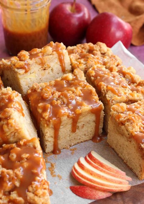 Brown Butter Caramel Apple Crumb Cake - Scientifically Sweet Caramel Apple Crumble Cake, Brown Butter Caramel, Scientifically Sweet, Apple Crumb Cake, Crumb Cakes, Baked Cinnamon Apples, Lemon Loaf Recipe, Salted Caramel Recipes, Apple Crumb Cakes