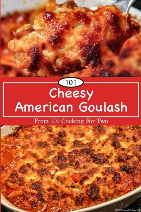 Also known as American Chop Suey, chili mac, or just goulash, this is classic American ground beef goulash casserole with a cheesy kick. Just follow these easy step by step photo instructions — great comfort food. #Goulash #AmericanGoulash #CheesyGoulash #AmericanChopSuey #ChiliMac Goulash Casserole, Meat Casseroles, Ground Beef Goulash, American Chop Suey, American Goulash, Baked Chicken With Mayo, Eclair Recipe, Beef Goulash, Chili Mac