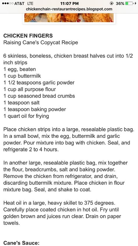 Raising Cain 's chicken Canes Recipe Chicken Fingers, Homemade Raising Canes Chicken, How To Make Raising Canes Chicken, How To Make Cains Sauce, Raising Cains Chicken Recipe, Rasing Canes Chicken Tenders Recipe, Raising Cains Sauce Recipe, Canes Sauce Recipe Chicken Fingers, How To Make Canes Chicken