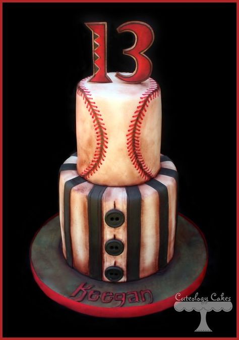 Vintage Baseball Cake - by CuteologyCakes @ CakesDecor.com - cake decorating website Birthday Cake For Men, Baseball Cupcakes, Cake For Men, Sports Themed Cakes, Baseball Cake, Sport Cakes, Birthday Cakes For Men, Cakes For Men, Occasion Cakes