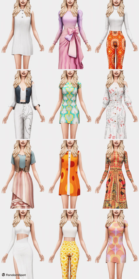 Sims Retro Cc, Sims 4 Cc Cultural Clothes, Hippie Sims 4 Cc, Sims 4 Cc Cottagecore Clothes, Sims 4 Tattoos For Women, Sims 4 Cc Best, 1960s Clothes, 60s Pants, Sims 4 Decades Challenge