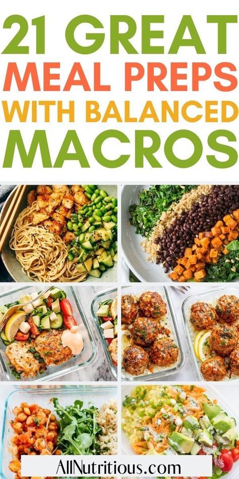 If you are struggling to stay on track with your healthy diet you will benefit from making these delicious and easy macro-friendly meal prep recipes. Eating more well-balanced and nutrient-dense meals can help you stay full and avoid cravings! #MealPrep #HealthyEating Clean Meal Prep, Macro Nutrition, Healthy Meal Plan, Healthy Lunch Meal Prep, Macro Friendly Recipes, Meal Prep Recipes, Easy Healthy Meal Prep, Macro Meals, Prepped Lunches