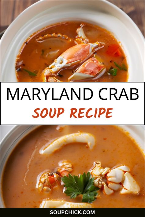 The Perfect Maryland Crab Soup Recipe For Seafood Lovers - Soup Chick Maryland Cream Of Crab Soup Recipe, Maryland Crab Soup Recipe, Cream Of Crab Soup Recipe, Crab Soup Recipe, Maryland Crab Soup, Crab Soup Recipes, Shrimp Soup Recipes, Maryland Crabs, Shrimp Soup