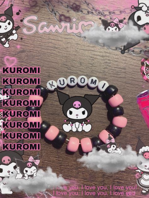 Sanrio Kandi Bracelets, Kuromi Kandi, Sanrio Kandi, Creepy Plushies, Kuromi Things, Kandi Inspiration, Kandi Ideas, Hello Kitty Jewelry, Bracelet Inspo