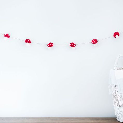 Modern Nursery Decor | West Elm Mushroom Garland, Felt Mushroom, Bedroom Makeover Ideas, Modern Nursery Decor, Pine Garland, Email Branding, Garden Nursery, Organization Inspiration, Mark And Graham