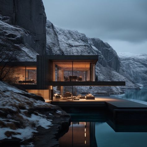 Some Memories Never Leave, Mountain House Exterior, Dark Modern House, Winter Court, Modern Mountain House, Black Bedroom Design, Dark Modern, House Arch Design, Smart Home Design