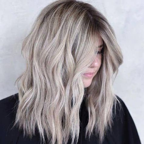 34 Best Ash Blonde Hair Ideas | Hair.com #balayagehairblonde Ash Blonde Hair Ideas, Ash Blonde Hair Balayage, Light Ash Blonde Hair, Cool Ash Blonde, Blonde Lowlights, Bob Black, Blonde Hair Ideas, Ash Blonde Hair Colour, Girl Hair Colors