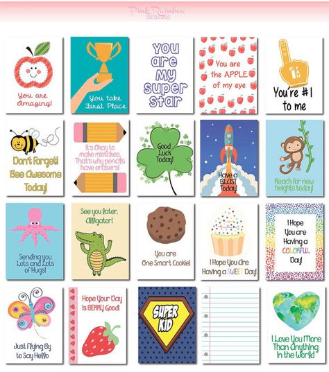 Lunch Box Notes Cards with Motivational Messages for Kids Children Kindergarten | back to school | Cute | Love Notes | Lunch Surprise Cute Love Notes, Kids Lunch Box Notes, Kindergarten Lunch, Printable Lunch Box Notes, Lunch Notes, One Smart Cookie, Lunch Box Notes, School Planner, Motivational Messages