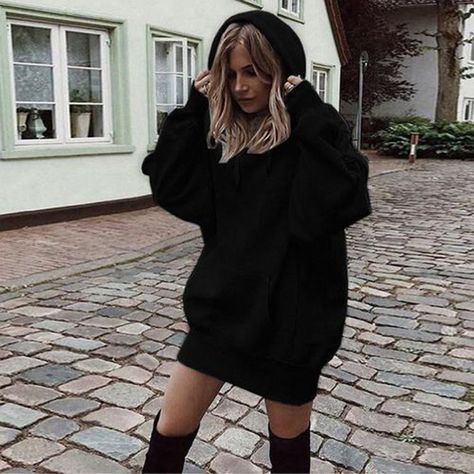 Material:CottonSize:S,M,L,XLColor: Burgundyn, Black, GrayNeckline:PulloverPattern: Pullover, Pockets Length:Thigh HighSleeve Length:Long SleevesSeason:Fall, SpringOccasion:Street, Daily, Casual Long Sweatshirt Dress, Drop Shoulder Hoodie, Womens Fashion Casual Fall, Outfit Trends, Sweatshirt Women, Fleece Sweater, Solid Tops, Hooded Pullover, Outfit Casual