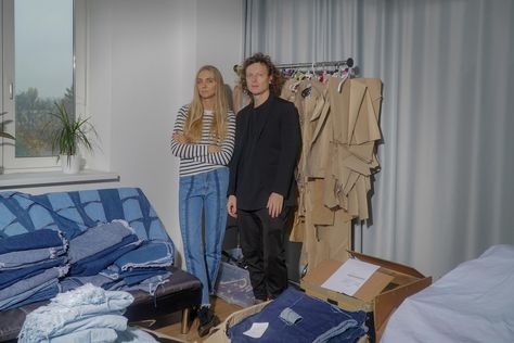 The Couple Behind Ksenia Schnaider Talk Their Relationship, Denim Design, and More - Vogue Ksenia Schnaider, Flaunt Magazine, Ukrainian Fashion, Upcycled Fashion, Recycled Denim, Viral Trend, Create Outfits, Brand Collection, Inception