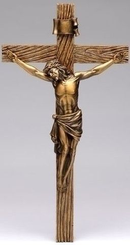 Jesus Antique Style Gold Wall Crucifix Large size 20" Tall Bronze Wall, Wall Cross, Spiritual Decor, Ancient Symbols, Wall Crosses, Gold Walls, Jesus Cristo, Catholic Faith, Antique Style