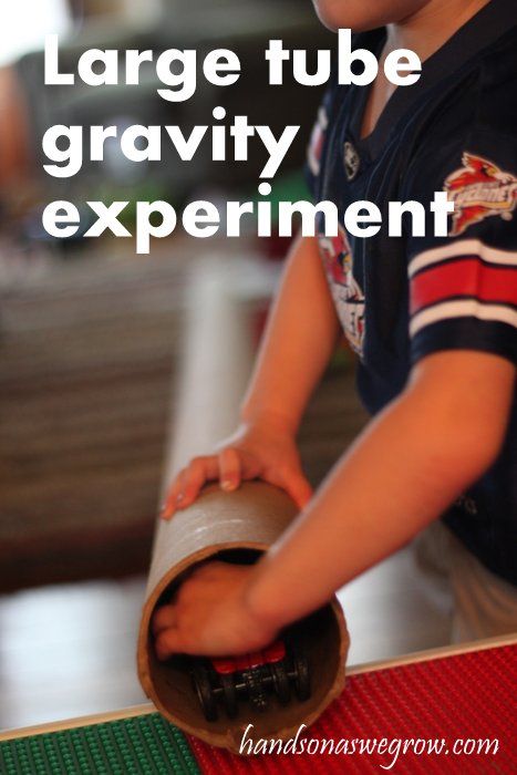 Gravity Experiment with Large Tube : hands on : as we grow Gravity Activities, Science Experiments For Toddlers, Experiments For Toddlers, Gravity Experiments, Science Kindergarten, Science For Toddlers, Science Week, Science Experiments For Preschoolers, Baking Soda Vinegar