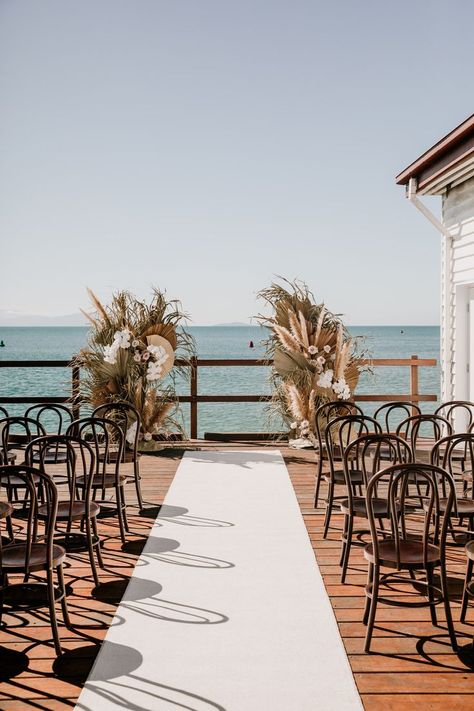 Rustic Ceremony on the Sugar Wharf Deck Rustic Ceremony, Maybe One Day, Wedding Inspo, Wedding Ceremony, Wedding Decorations, Table Decorations