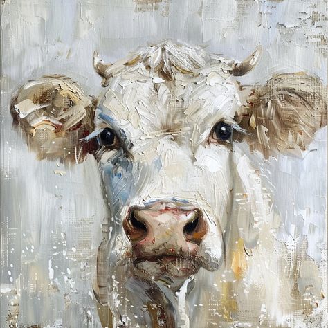 Bring a touch of rustic charm to your home with our 'Charming Farmhouse Cow' digital print. This striking piece features a beautifully textured oil painting of a serene cow, perfect for adding warmth to any kitchen or living space. The expressive brush strokes and soothing color palette make this art piece truly special. Perfect for modern farmhouse decor or as a unique gift, this digital download allows you to print at home or with your preferred printing service. Farmhouse Kitchen Art, Modern Cow Painting, Cow Faces, Animal Acrylic Painting, Cow Pasture Painting, Paintings Of Cows Faces, Cow Oil Painting, Rustic Cow Painting, Cow Sketch