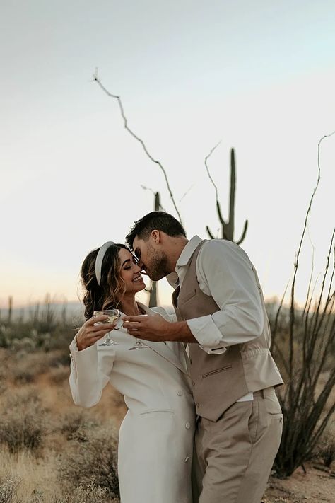 Saguaro National Park, Groom Photoshoot, Desert Elopement, National Park Elopement, Park Elopement, Champagne Toast, Wedding Toasts, Beach Elopement, Mountain Elopement