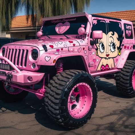 Jeep Themes, Pink Lifted Trucks, Jeep Easter Eggs, Hot Pink Cars, Monster Jam Birthday Party, Jeep Design, Jeep Wrangler Parts, Luxury Cars Range Rover, Pink Jeep