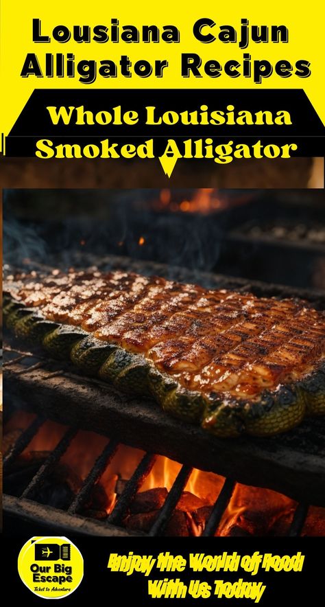 This dish starts with a whole alligator, carefully prepared for smoking. The alligator is seasoned with a blend of spices to enhance its natural taste. Then, it is slowly smoked over a wood fire, allowing the smoky flavor to infuse into the meat. The smoking process gives the alligator a rich, smoky essence that sets it apart from other dishes. Smoked Alligator Recipe, Smoked Gator, Smoked Alligator, Fried Alligator Recipe, Gator Recipe, Cajun Seasoning Mix, Meat Injector, Garlic Mashed, Cajun Seasoning