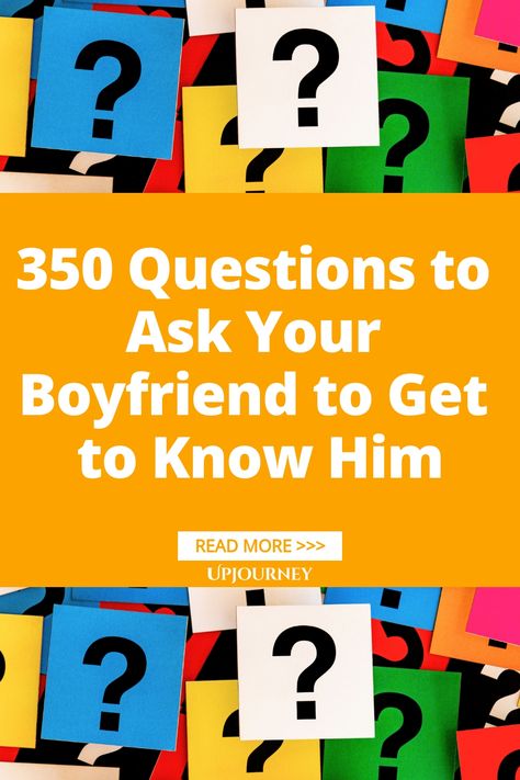 Explore our extensive list of 350 thought-provoking questions to ask your boyfriend and deepen your connection. From light-hearted inquiries to deep conversations, get to know him on a whole new level. Strengthen your relationship and create lasting memories together with these insightful questions. Whether you're looking for fun date night ideas or simply want to understand each other better, these questions are perfect for sparking meaningful discussions. Start asking today! Deep Questions To Ask Your Boyfriend About Our Relationship, Relationship Questions For Him, Insightful Questions, Work Etiquette, Psychology Terms, Fun Date Night Ideas, Deep Questions To Ask, Questions To Ask Your Boyfriend, Friendship And Dating