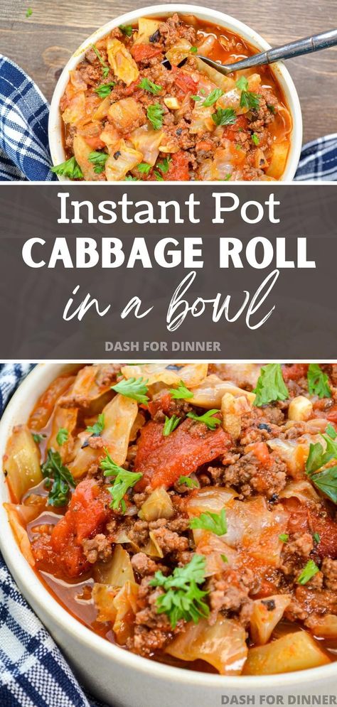 This recipe for Instant Pot Unstuffed Cabbage Rolls is the perfect healthy Instant Pot ground beef recipe. A budget-friendly recipe that also happens to be easy, low carb, keto, gluten-free, and dairy free. This Instant Pot dinner idea is one that you'll come back to again and again. Ground Beef Cabbage Instant Pot Recipes, Instant Pot Stuffed Cabbage Casserole, Cabbage And Sausage Recipes Instant Pot, Steamed Cabbage Instant Pot, Instant Pot Lazy Cabbage Rolls, Instapot Cabbage Recipes, Cabbage Roll Soup Instant Pot, Instant Pot Recipes For Diabetics, Insta Pot Cabbage