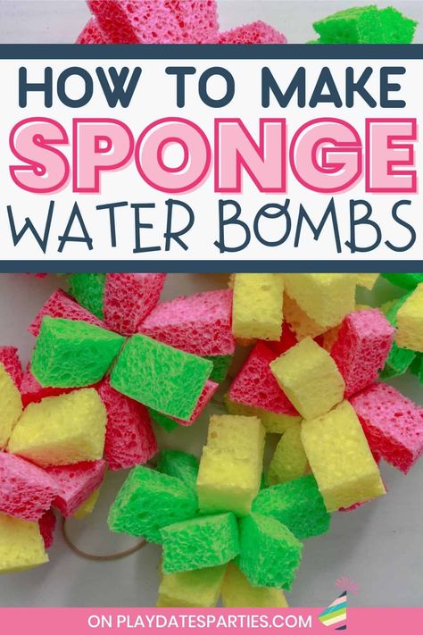 Whether you call them sponge bombs, sponge water bombs, sponge balls, or splash balls, these are the perfect cheap and easy summer activities for kids. Forget water balloons, sponge water bombs take less prep time and are reusable, so your kids will get hours of fun summer water activities with hardly any setup. Enjoy sponge bombs at your kids parties this summer, or as weekend fun in the sun with the family. Either way, everyone will have a blast. Sponge Water Balls, Sponge Water Balloons, Homemade Water Balloons, Water Olympics, Easy Summer Activities, Summer Water Activities, Sponge Crafts, Sponge Balls, Small Birthday Parties