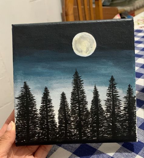 Twilight Painting Ideas On Canvas, Twilight Canvas Painting, Twilight Art Paintings, Twilight Inspired Painting, Forest Painting Easy Step By Step, Twilight Painting Ideas, Twilight Paintings, Twilight Drawings, Twilight Crafts