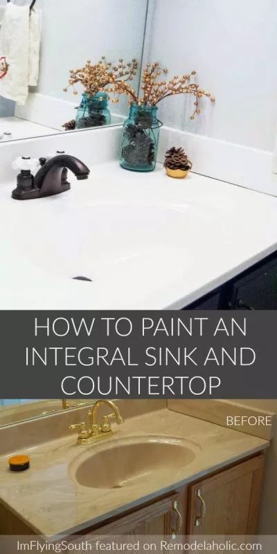 Painted Bathroom Sink, Diy Bathroom Vanity Makeover, Counter Top Sink Bathroom, Countertop Makeover, Painted Bathroom, Vanity Makeover, Bathroom Vanity Makeover, Diy Bathroom Vanity, Diy Bathroom Remodel