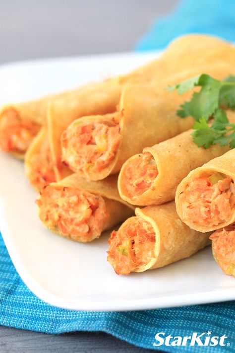 Tuna Taquitos, Tuna Pouch Recipes, Broccoli In Cheese Sauce, Tuna And Broccoli, Buffalo Tuna, Easy Tuna Recipes, Starkist Tuna, Buffalo Style, Taquitos Recipe