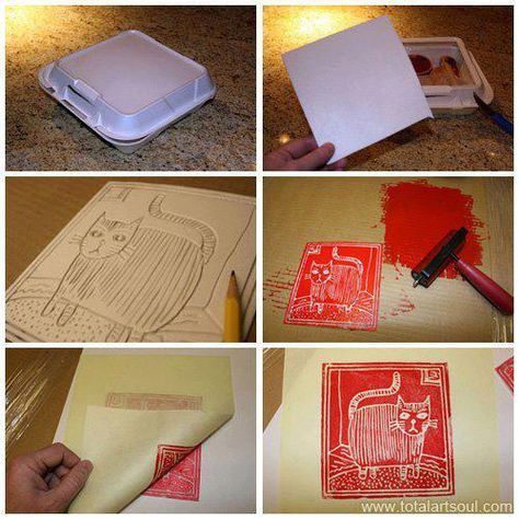 Styrofoam Linocut, Styrofoam Printing Printmaking Ideas, Printmaking Projects For Kids, Styrofoam Block Printing, Printmaking At Home, Styrofoam Prints, Styrofoam Printmaking, Styrofoam Printing, Printing For Kids