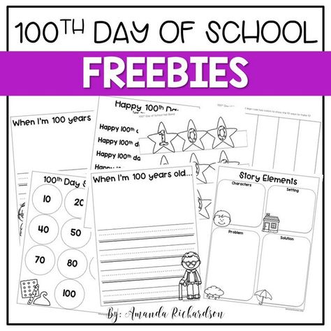 100th Day of School Activities Fdk Provocations, 100th Day Of School Worksheets, 100 Days Of School Centers, 100 Days Of School Activities, Amanda Richardson, 100th Day Of School Activities, 100th Day Of School Crafts, 100s Day, 100 Day Of School Project