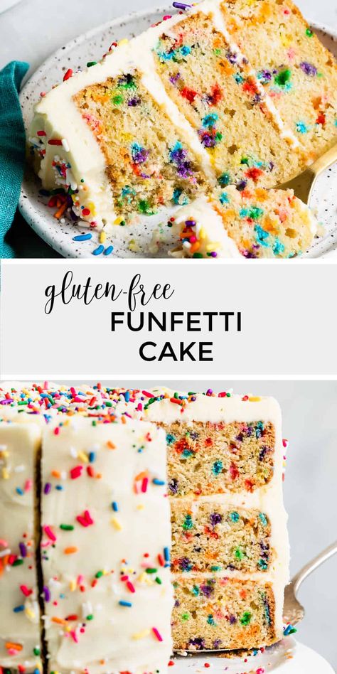 Gluten Free Rainbow Cake, Gluten Free Confetti Cake, Gluten Free Layer Cake, Gluten Free Funfetti Cake, Vanilla Layer Cake, Layer Cake Filling, Confetti Cake, Funfetti Cake, Gluten Free Cake