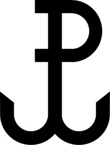 The "anchor" - symbol of Polish resistence during WWII, combines the letters "P" and "W", initially used as psychological warfare against the occupying Germans. At first it stood for the Polish words, "Avenge Wawer," (Pomscimy Wawer), but later stood for "Fighting Poland" (Polska Walczącz). Poland Symbols, Polish Eagle Tattoo, Polish Symbols, Emotions Preschool, Polish Eagle, Warsaw Uprising, Polish Heritage, Patriotic Symbols, Polish Words