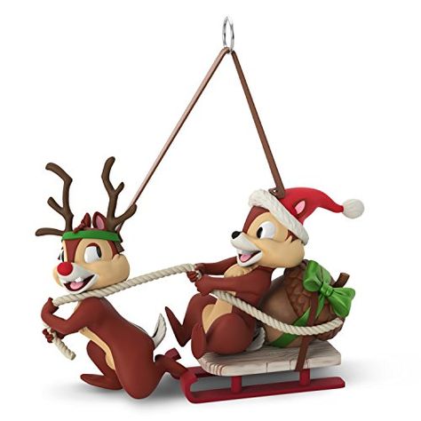 Hallmark Keepsake Christmas Ornament 2018 Year Dated, Disney Chip and Dale Dashing Through the Snow Disney Chip And Dale, Hallmark Disney Ornaments, Mickey Mouse Ornaments, Disney Chip, Snow Ornaments, Disney Christmas Decorations, Disney Christmas Ornaments, 2018 Year, Images Disney