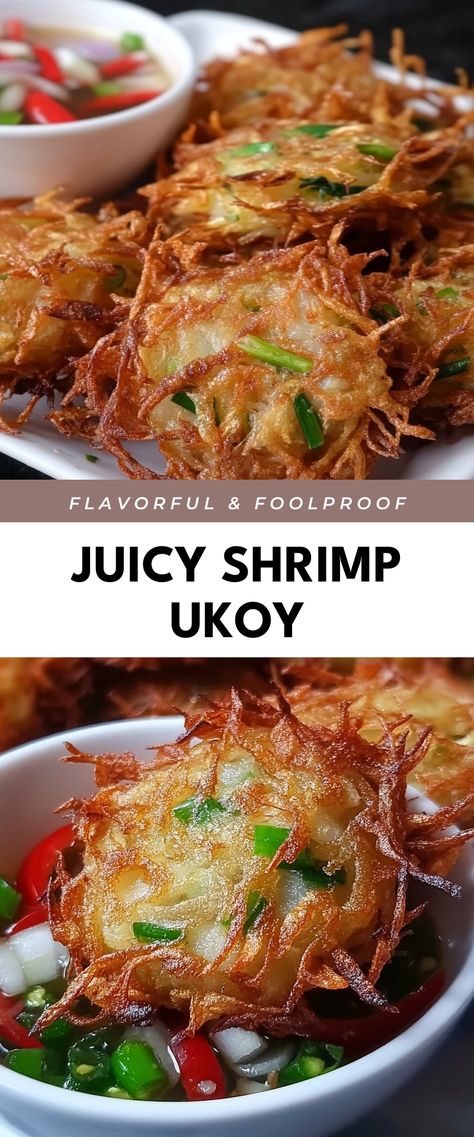 Image for Juicy Shrimp Ukoy Shrimp Fritters, Shrimp Appetizer Recipes, Shrimp Balls, Crispy Shrimp, Juicy Shrimp, Shrimp Appetizers, Fusion Food, Re A, Favorite Snack