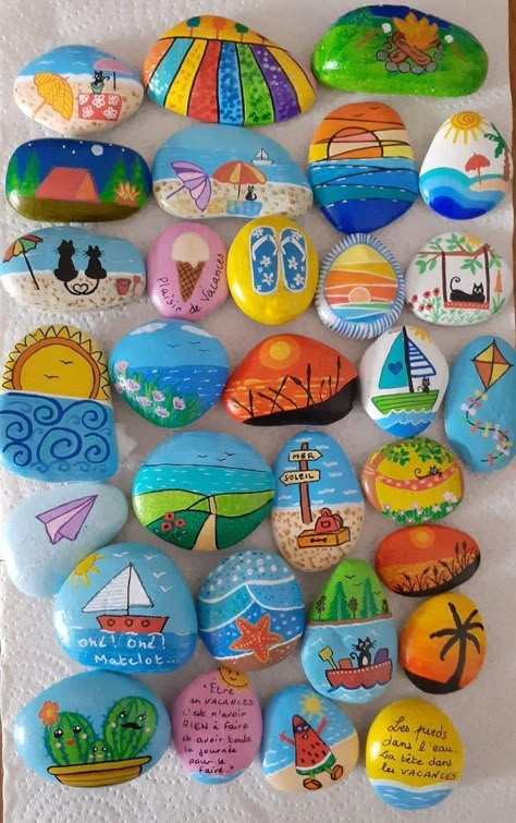 Rock Crafts Diy, Rocks For Garden, Diy Rock Art, Stones Art, Craft Paint, Fun Easy Crafts, Book Art Diy, Painting Designs, Stone Crafts