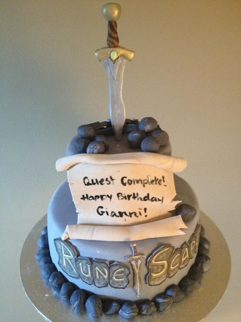 Runescape cake. Runescape Cake, Runescape Birthday, Birthday Cake Quotes, Cake Quotes, Magic Cake, Cake Icing, Birthday Meme, Special Cake, Grooms Cake