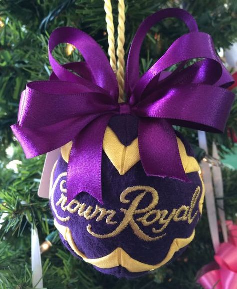 Alcohol Crafts, Crown Royal Diy, Whiskey Woman, Crown Royal Crafts, Crown Royal Quilt, Crown Royal Bottle, Quilted Fabric Ornaments, Thrifty Crafts, Crown Royal Bags