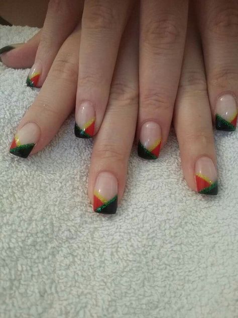 Jamaican Theme Nails, Juneteenth Nail Ideas, Jamaica Nail Ideas, Nails For Jamaica, Jamaica Nail Designs, Jamaican Nails Ideas, Jamaican Nail Designs, Reggae Nails, Juneteenth Nail Design