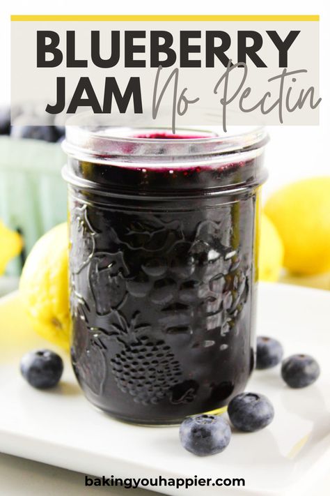 Easy Blueberry Jam No Pectin, Blueberry Jam Without Pectin, Blueberry Jam With Pectin, Blueberry Jam Recipe Easy, Blueberry Jam No Pectin, Canning Blueberry Jam, Easy Blueberry Jam, Strawberry Blueberry Jam, Blueberry Freezer Jam