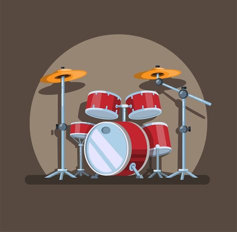 Drum set in spotlight, music instrument ... | Premium Vector #Freepik #vector #music #cartoon #art #festival Drums Cartoon, Music Greeting Cards, Music Clipart, Drum Instrument, Drums Art, Interior Architecture Drawing, Casual Art, Music Instrument, Abstract Iphone Wallpaper