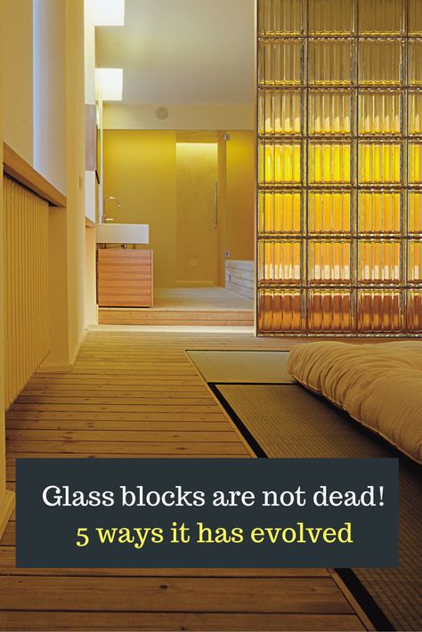 Are glass blocks a dated and dead building material? Learn 5 ways this material has evolved into a contemporary design element. Colored Glass Block, Glass Block Shower, Glass Wall Office, Glass Blocks Wall, Wall Partition Design, Glass Block Windows, Architectural Pattern, Corporate Office Decor, Glass Brick