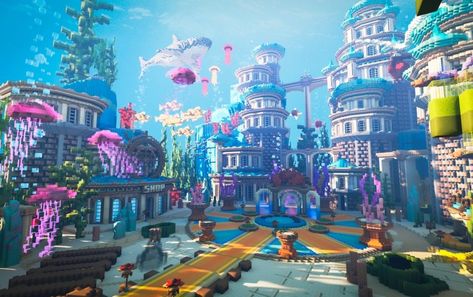 Minecraft Underwater House, Minecraft Palace, Minecraft Schematics, Minecraft Underwater, Minecraft Maps, Minecraft Interior Design, Minecraft Farm, Cool Minecraft Creations, Minecraft Castle