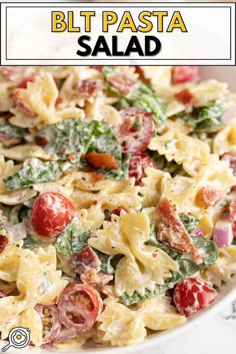 This BLT pasta salad recipe is the perfect summer meal! It's easy to make, full of flavor, and perfect for a potluck or picnic. Summer Pasta Salad Recipes Cold, Easy Cold Pasta Salad, Blt Pasta Salad Recipe, Blt Salad Recipe, Cold Pasta Dishes, Summer Pasta Salad Recipes, Blt Pasta Salad, Potluck Side Dishes, Blt Pasta